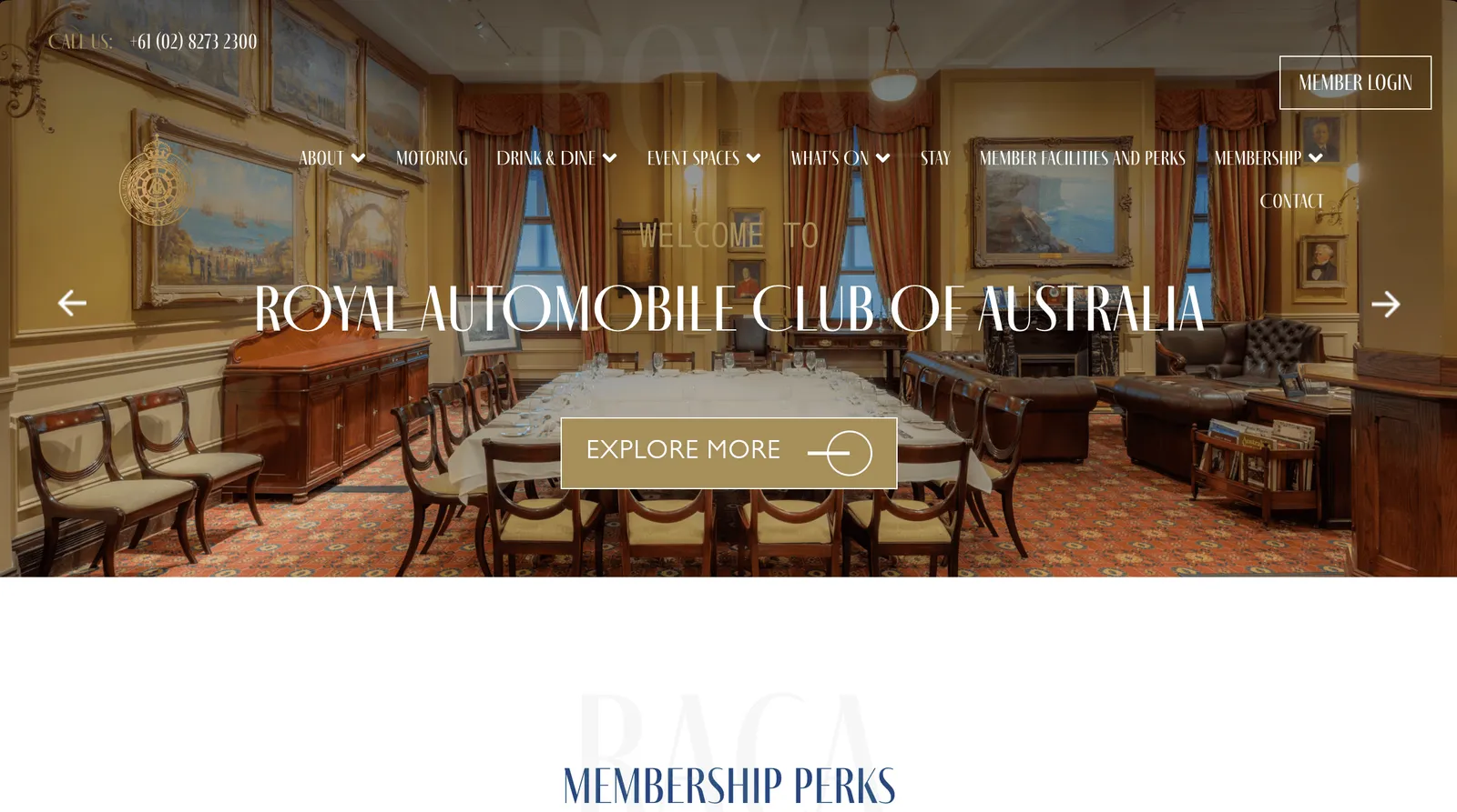 Royal Automobile Club of Australia website screenshot 1