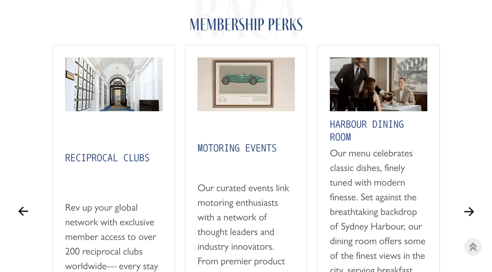 Royal Automobile Club of Australia website screenshot 2
