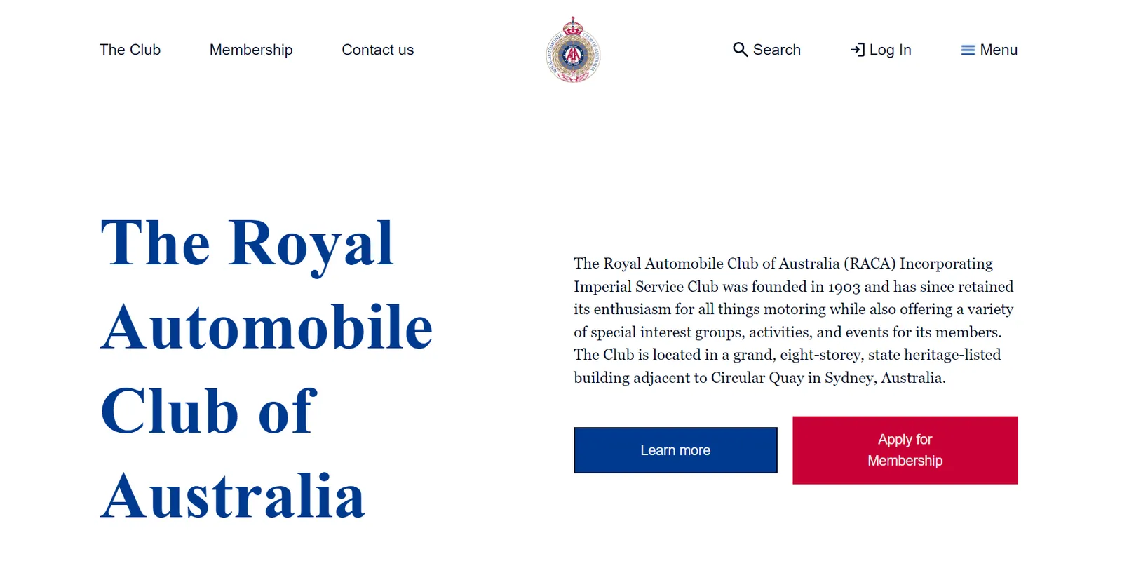 Royal Automobile Club of Australia website preview