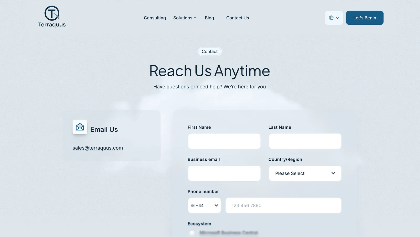 Terraquus website screenshot 2